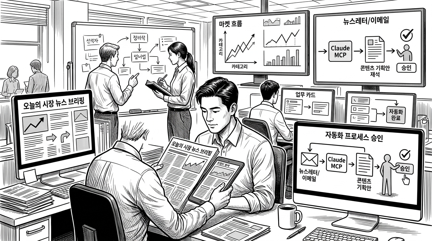 시장 동향 뉴스를 매일 콘텐츠 기획안으로 바꾸는 자동화: Claude와 콘텐츠런처 MCP 관련 이미지